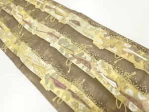 熨斗に秋草模様織出し袋帯